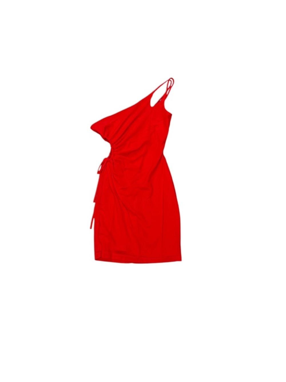 392. Privy Women’s Red One-Shoulder Ruched Dress - Size L